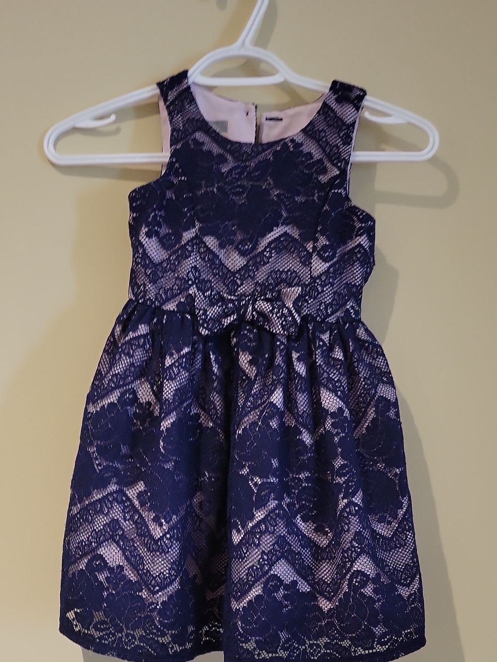 Pastourelle Navy Lace Dress with Light Pink Lining